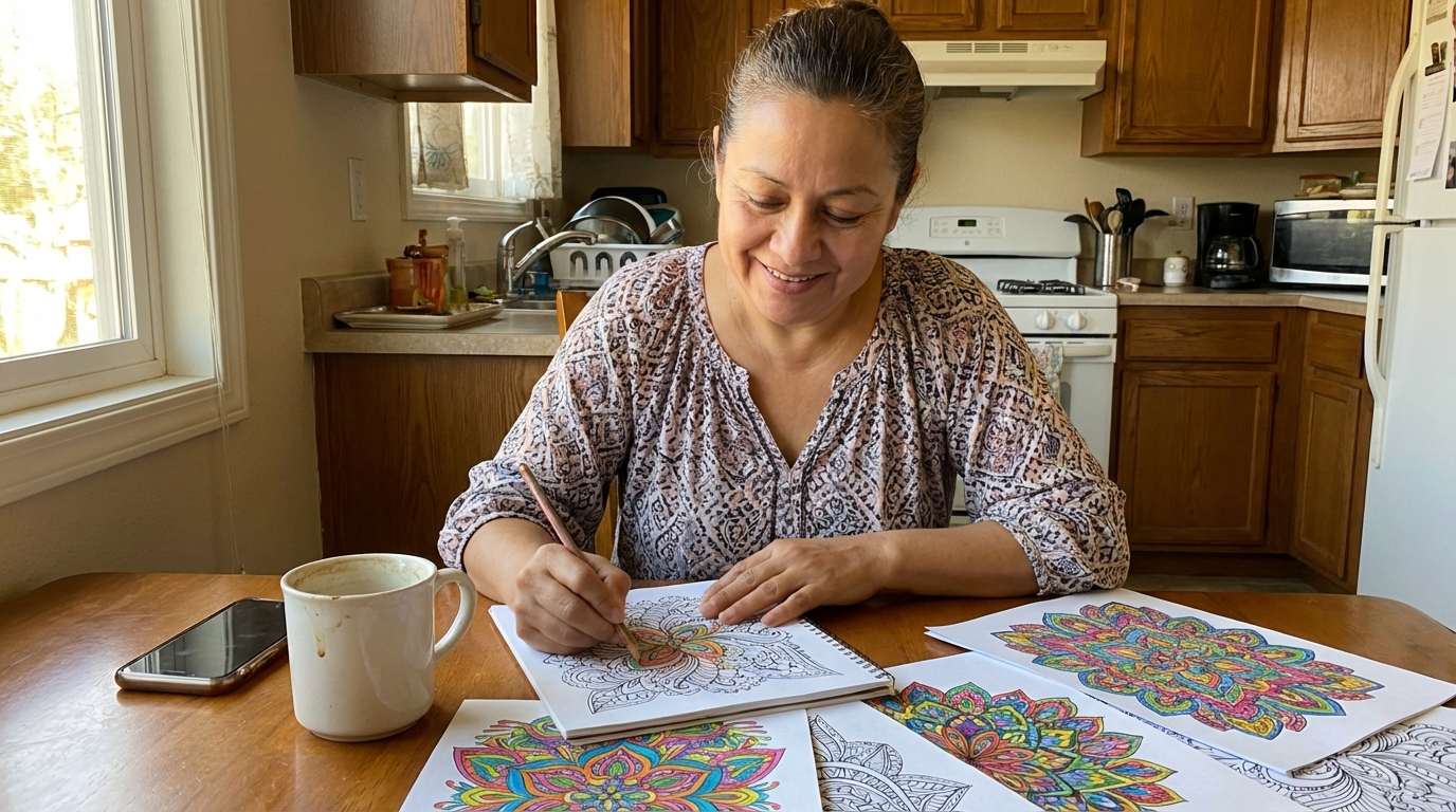 Relajándose coloreando